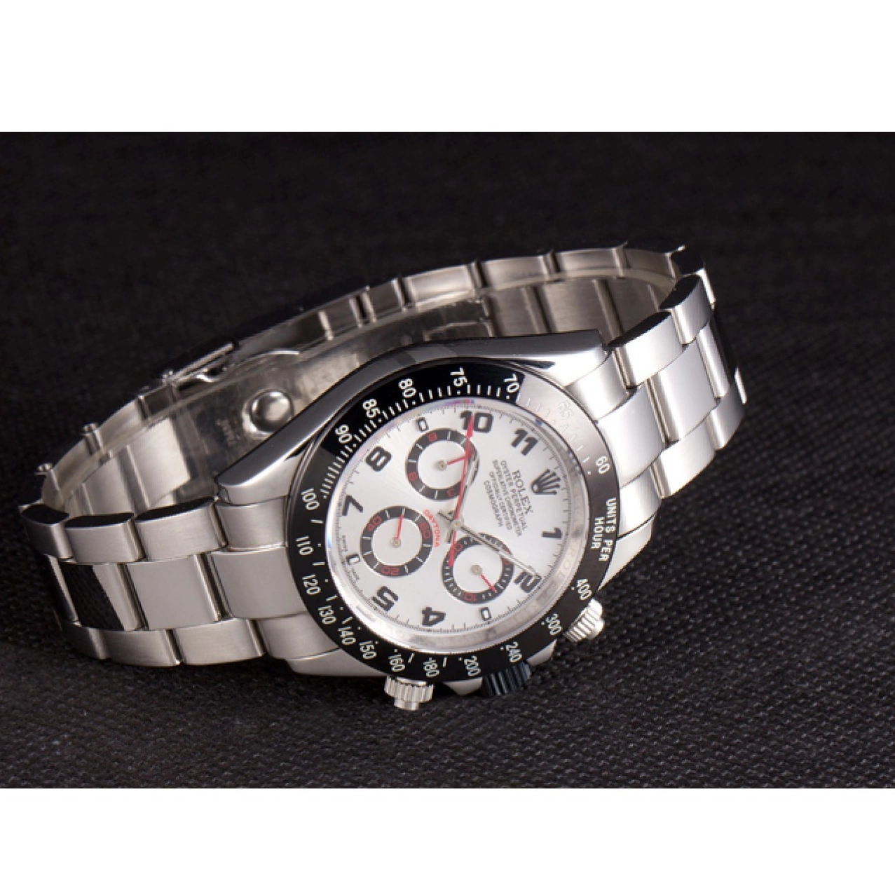 MiroTime 0805 Rolex Daytona Stainless Steel Black Enameled Silver Dial